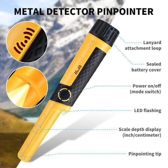 SAKOBS Metal Detector Pinpointer -5" Depth, Waterproof, 360° Detection, 3 Modes - GC2006